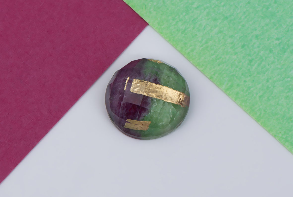 quartz doublet  Gold Foil RUBY JASPER